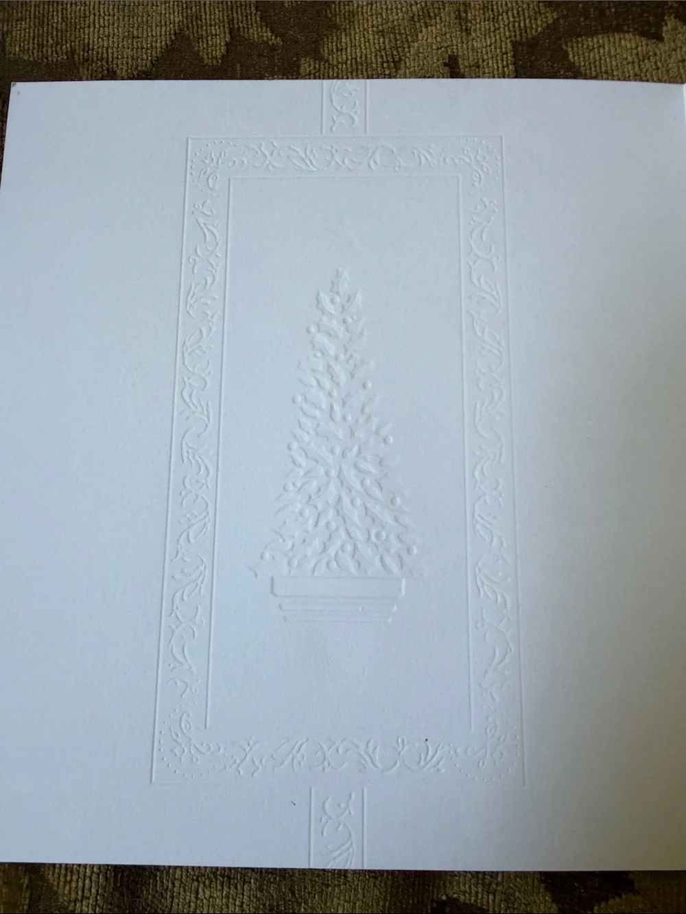 Vintage Red and Gold Holiday Greeting Card, Embossed Christmas Tree set of 20